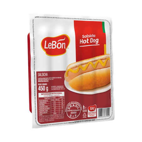Salsicha lebon hot dog 450g