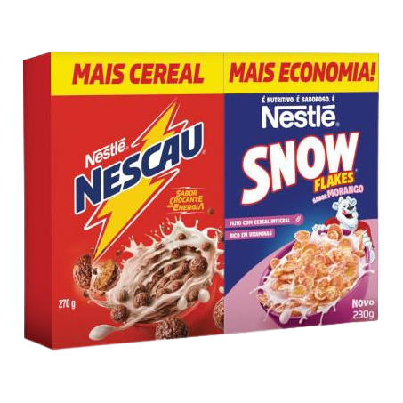 Cereal Nestle Kit Nescau 270g+ Snow Flakes Morango 230g 
 