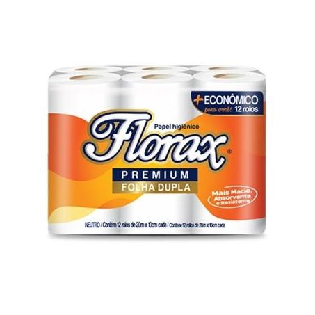 PAPEL HIGIÊNICO FLORAX FULHA DUPLA NEUTRO 20M/12R