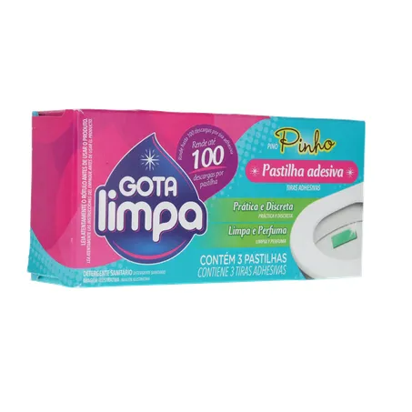 Detergente Sanitário Gota Limpa Pastilha Adesiva Caixa 3un 360-33