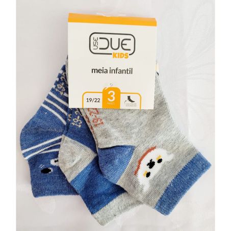 Kit meia panosul infantil use masculino due 19/22 c/03