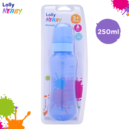 Mamadeira lolly nenny clean bico de silicone 3+ 01-m azul 250ml