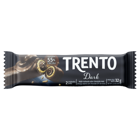 Chocolate Meio Amargo Cobertura Chocolate 55 de Cacau Trento Pacote 32g