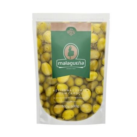 Azeitonas verde com caroço malaguena sache 500g