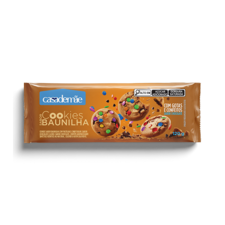 Cookies casa de mãe baunilha confeitos e gotas choc 120g