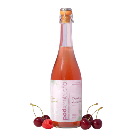 ESPUMANTE DE KOMBUCHA CEREJA E FRAMBOESA 750ML - POD