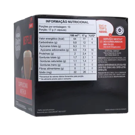 Cápsula Nescafé Dolce Gusto Cappuccino Netflix 10un 170g 
  360-7