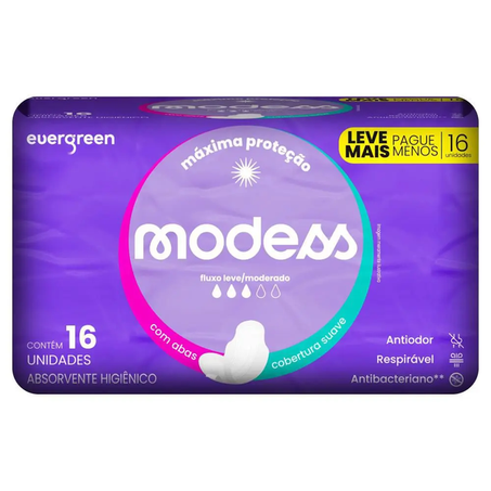 ABSORVENTE MODESS SUAVE C/ABAS 16UN EVERGREEN