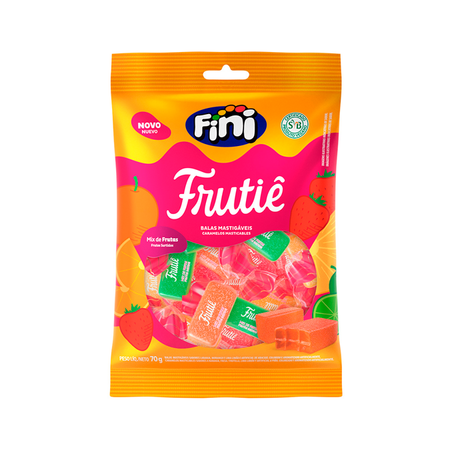 Bala Fini Frutiê Mastigável Frutas Sortidas Pacote 70g 
 