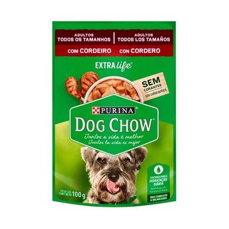 Alimento para Cães Adultos Purina Dog Chow com Cordeiro Sachê 100gr