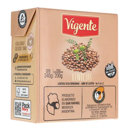 LENTILHA EM CONSERVA IMPORTADO DA ARGENTINA VIGENTE TP 200G 360-15
