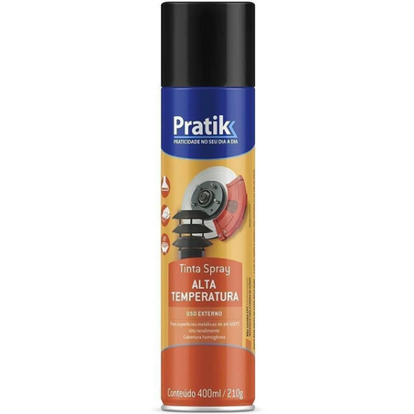 Pratik tinta spray preto fosco alta temperatura 400ml
