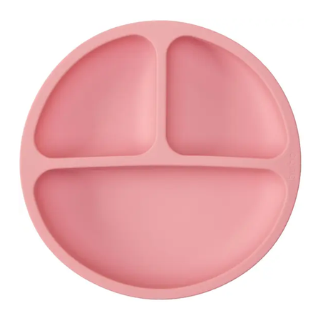 PRATO BUBA INFANTIL COM DIVISÓRIA VENTOSA SILICONE ROSA 1 PEÇA