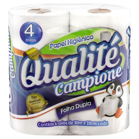 PAPEL HIGIÊNICO FOLHA DUPLA QUALITÉ CAMPIONE COM 4 UNIDADES