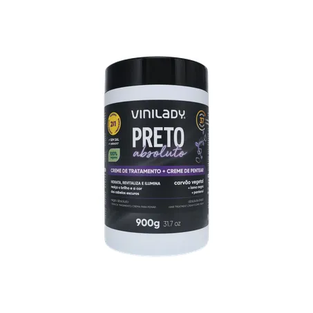Creme de Tratamento + Creme de Pentear Vinilady Preto Absoluto Pote 900gr 360-0