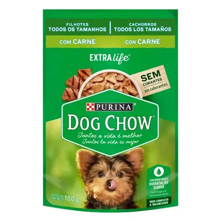 Alimento para Cães Filhotes Purina Dog Chow Carne Extra Life Sachê 100gr