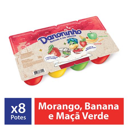 DANONINHO PETIT SUISSE MORANGO, BANANA E MAÇÃ-VERDE COM 8 UNIDADES