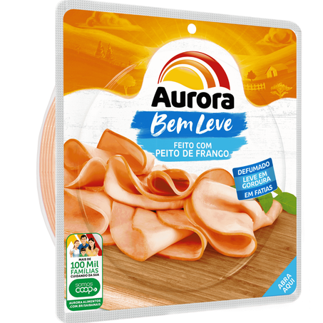 Peito frango fatiado aurora bem leve defum 180g - resfriado