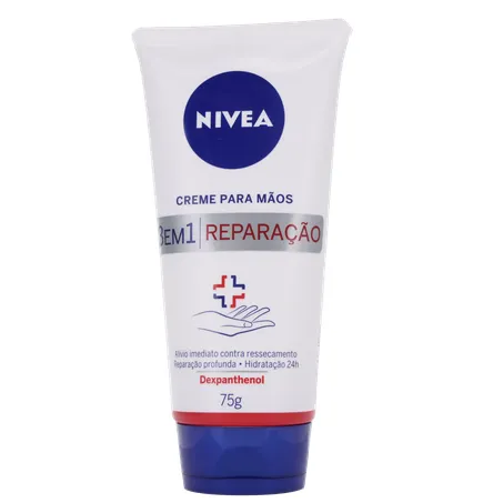 Creme hidratante nivea para mãos reparção 3 em 1 bisnaga 75g 360-1