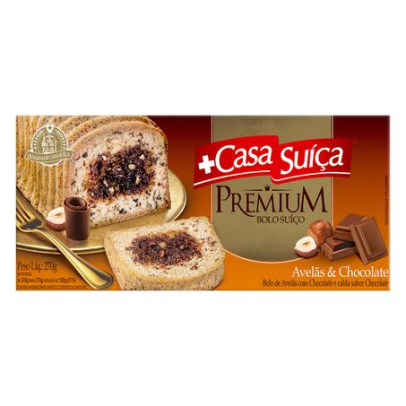 BOLO SUÍÇO AVELÃS & CHOCOLATE CASA SUÍÇA PREMIUM