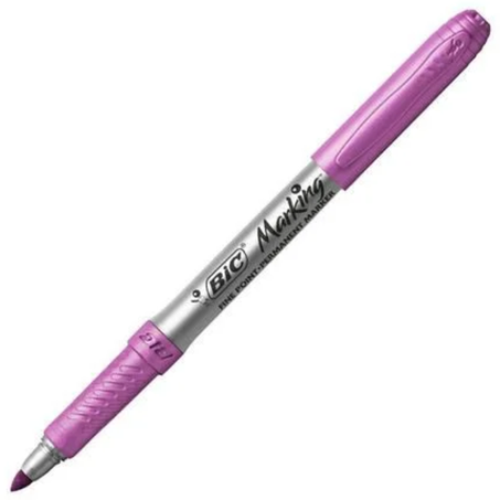 Esc caneta marcador permanente bic metalico rosa un