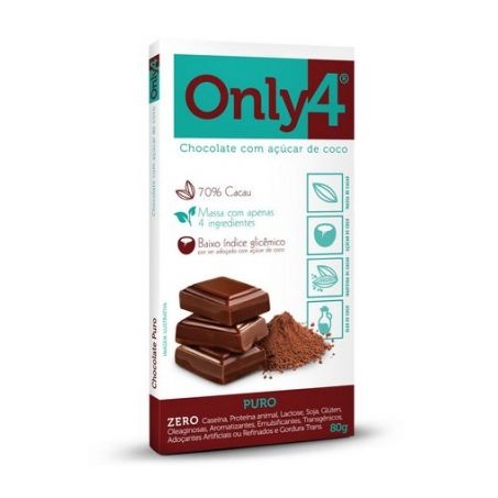 Chocolate 70% Cacau Sabor Puro Only4 80g