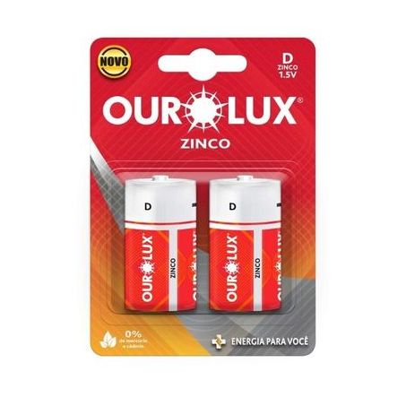 PILHA OUROLUX ZINCO COMUM D C/2UN