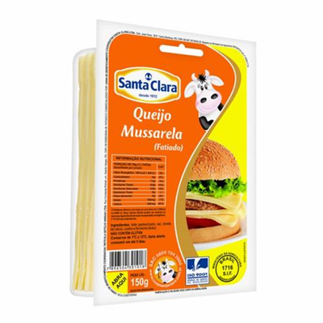 QUEIJO MUSSARELA SANTA CLARA FATIADO 150G