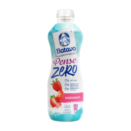 Bebida láctea fermentada morango zero lactose batavo pense zero