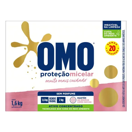 Lava Roupas Omo Em Pó Proteção Micelar Caixa 1,6kg 
 