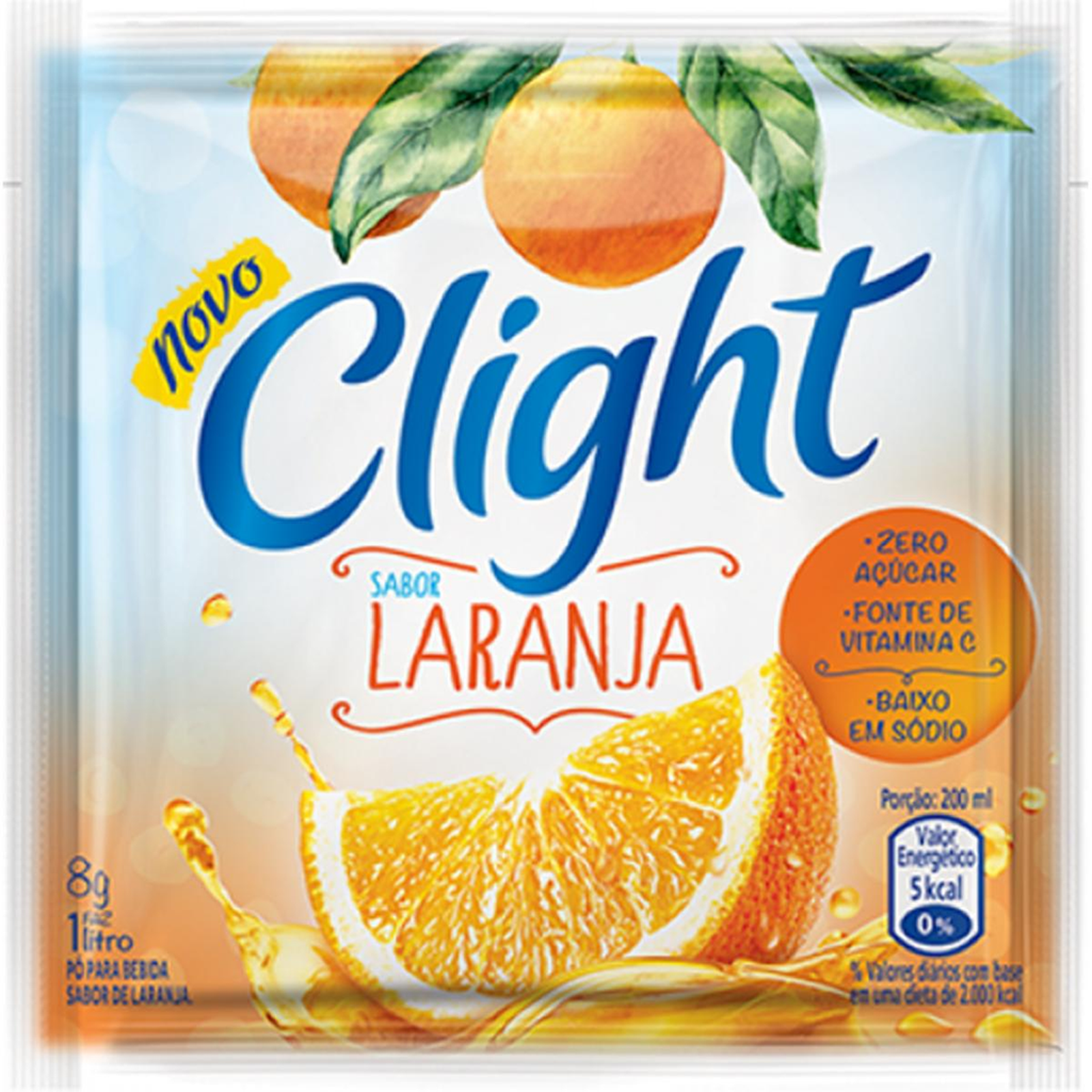 Refresco em Pó Clight 8g - Zero Açúcar - Laranja