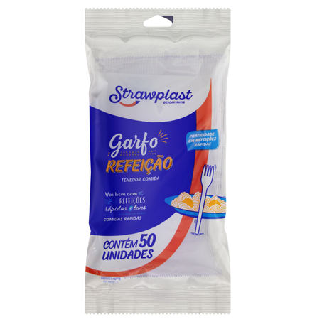 Garfo refeição cristal plastico strawplast 416 c/50un