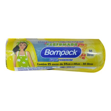 SACO LIXO BOM PACK PERFUMAD AZUL MOCA 30LT 25UN