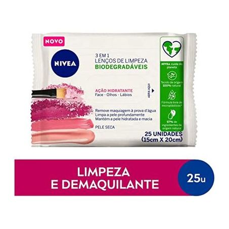 Lenço Demaquilante Nivea Rosa 3 Em 1 Pacote 25un 
 