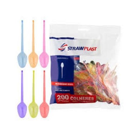 Colher mista neon strawplast c/200