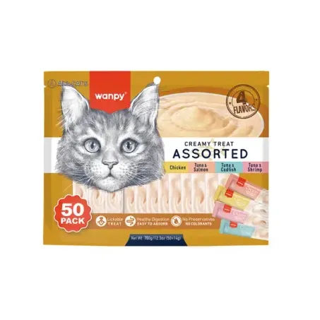 Petisco gato wanpy creamy sortido pct c/
