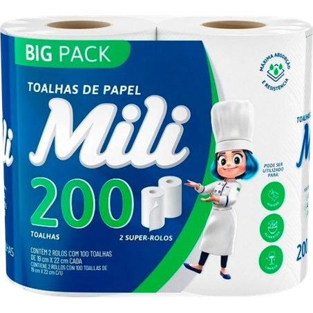 PAPEL TOALHA MILI 2X100 FOLHAS