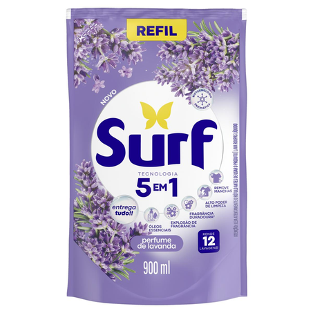 Sabão Líquido Surf 900ml - Lavanda - 5 em 1 - Sachê
