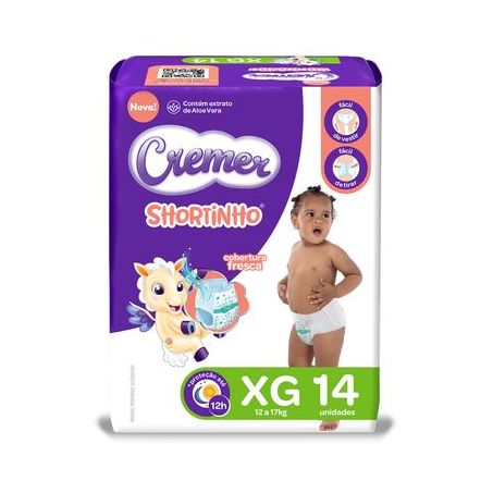 Fralda Descartável Infantil Shortinho Cremer Xg Pacote 14 Unidades