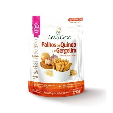 Palitos de quinoa e gergelim sem glúten leve croc 120g