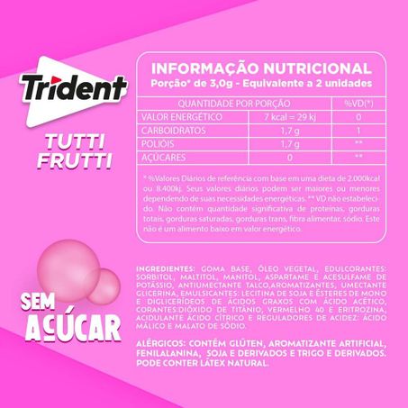 CHICLETE TRIDENT TUTTI-FRUTTI BAG COM 4 UNIDADES 360-2