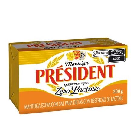 Manteiga Extra com Sal Zero Lactose Président Gastronomique 200g