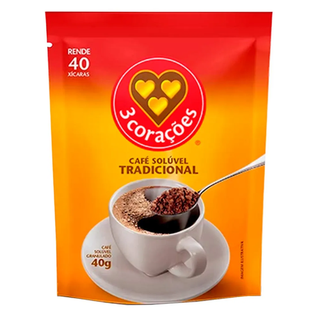 Café Solúvel Tradicional 3 Corações 40g