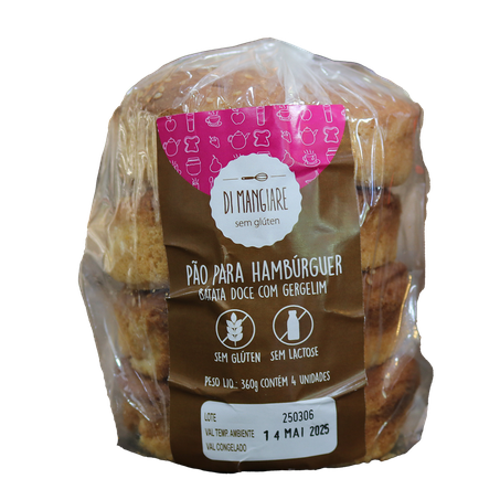 PÃO DE HAMBÚRGUER SEM GLÚTEN E SEM LACTOSE 360G - DI MANGIARE