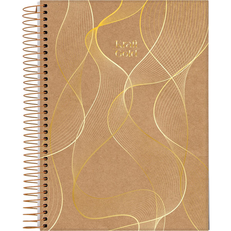 Caderno Universitário Jandaia 80 Folhas - Espiral - Capa Dura - Kraft Gold - Ref. 71397-26