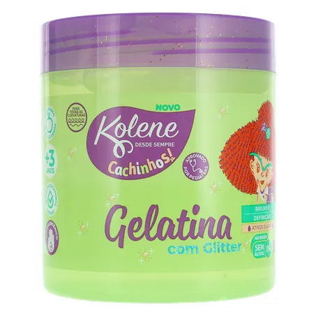 GELATINA CAPILAR INFANTIL KOLENE CACHINHOS COM GLITTER POTE 500G 360-33