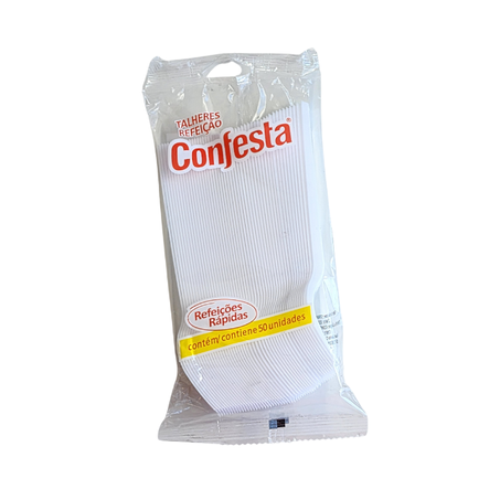 GARFO PLÁSTICO REFEIÇÃO BRANCO CONFESTA COM 50 UNIDADE