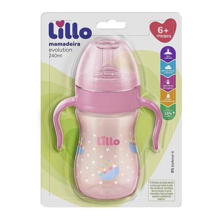 Mamadeira Lillo Super Evolution C/Alca Rosa 240ml
