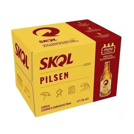 Cerveja skol 300ml cx c/ 12 unidades não retornável