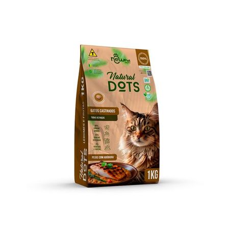 Racao Natural Dots Gato 1kg Castrado Peixe Com Abobora